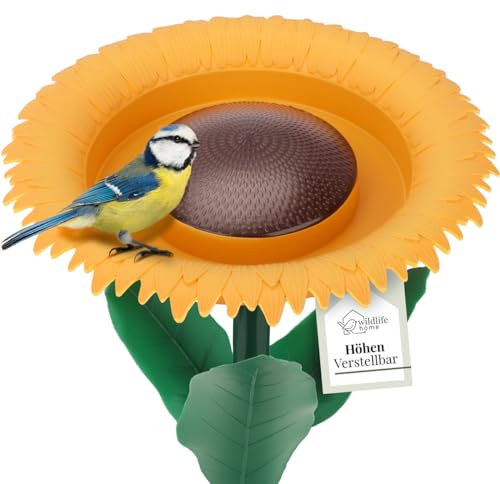 WILDLIFE HOME Trink- & Futterblume I Vogeltränke stehend für Wildvögel 60cm I Vogelfutterspender mit Ständer, Vogelfutterstation, Futterspender für Vögel im Garten