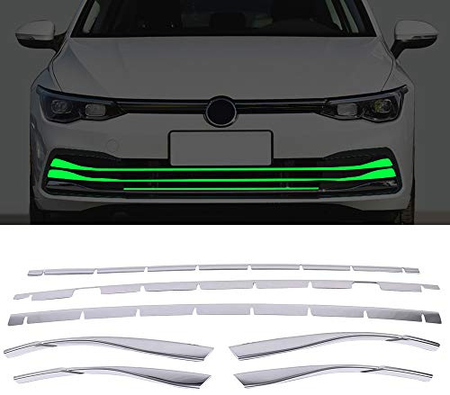 für Golf 8 Mk8 2020-2023 Exterieur Vorder-Zubehör Cover Dekor Edelstahl Glänzend (Kühlergrill Untere Chrom Zierleisten)