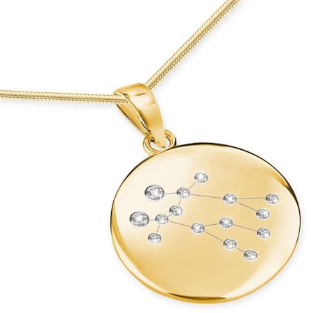 LillyMarie Sternzeichen Kette Silber 925 Vergoldet Personalisierte Halskette mit Anhänger Damen Geschenk für Frauen Weihnachten Geburtstag Valentinstag