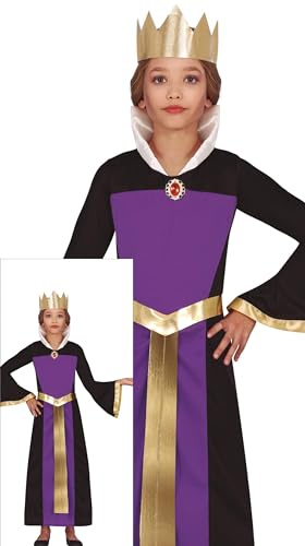 FIESTAS GUIRCA Déguisement de reine maléfique pour fille - Comprend une couronne de reine et une robe longue de reine lilas - Déguisement d'Halloween pour filles