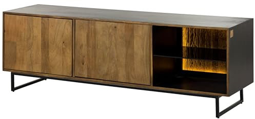 MASSIVMOEBEL24.DE TV-Board Mango/Altholz 180x47x60 schwarz/Natur lackiert Davis #10, Farbe:schwarz/Natur lackiert, Größe:180x47x60 cm (BxTxH)