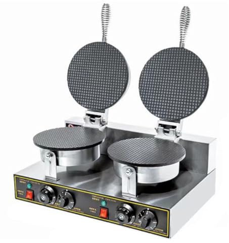 FURLOU Electric Waffle Maker Machine, Commercial Ice Cream Cone Maker, Crispy Omelet Mold Crepe Baking Pan, Nonstick Stainless Steel Temperature and Time Control, for Egg Rolls Or Omelets, Cake Rooms