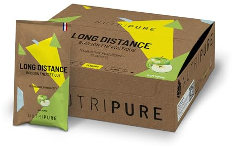 Nutripure | Boisson Énergétique Long Distance | Endurance, Récupération, Confort Digestif | Maltodextrine, Fructose, BCAA, Vitamines, Électrolytes | Goût Pomme | 30gr x 12