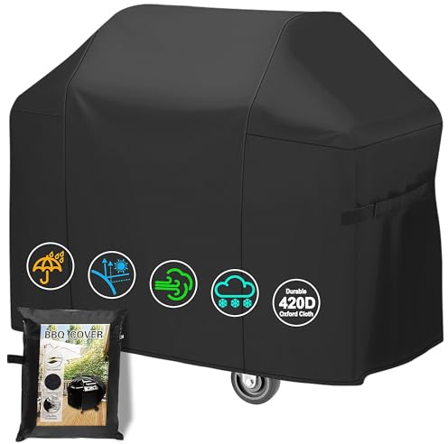 SEYBAO Grillabdeckung Wetterfest Wasserdicht 420D Oxford-Stoff Grill Abdeckhaube, Gasgrill Abdeckung, Grillhaube Schutzhülle, Anti-UV, Reißfest BBQ Cover, Universelle, 145x61x117 cm