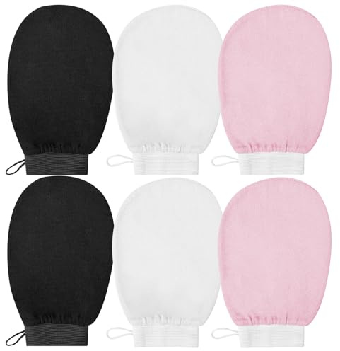 Maxentico Guante Exfoliante Corporal, Exfoliante de Ducha Glove, Manoplas Baño Esfoliação, Guantes Exfoliantes para el Cuerpo(6Pcs), para Exfoliación Muerta y Limpieza Profunda de Poros