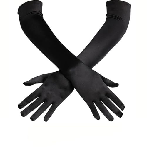 EIYVUAL Women’s Gloves, Satin, Handschuhe Lang, 1 Paar Handschuhe Elegant Damen, Satin Classic Abendhandschuhe, 1920er Handschuhe für Classic Opera Party HalloweenKarneval Kostüm