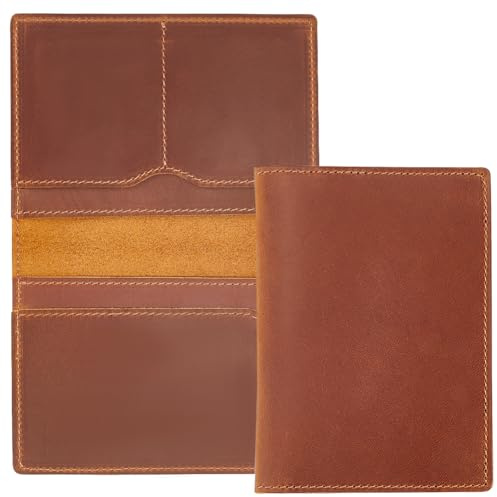 GORGECRAFT 142 * 105mm Crazy Horse Leder Geldbörse Echtleder Reisepasshülle Handgemachte Passhülle Rechteck Reisegepäckhülle Dokumentenorganizer Für Männer Frauen Karten Sattelbraun