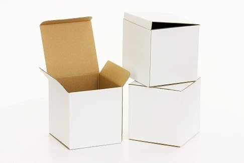 WePack 50 Stück Faltkarton 150x150x150 mm Außenmaß Versandkarton E-commerce Karton 1-Wellig 400G Weiß Kartonage Verpackung Postkarton Versandschachtel Paket Päckchen