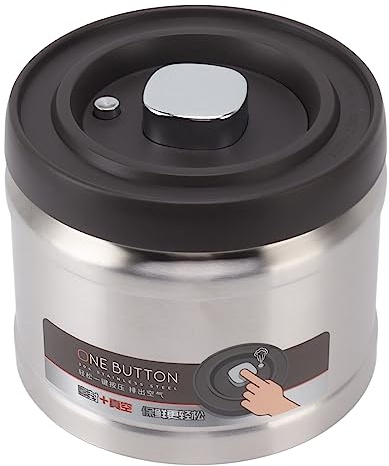 Vacuum Coffee Canister, 304 Stainless Steel Airtight Container | Vacuum Seal Food Storage for Espresso, Tea, Rice, Sugar, Cereal, Flour | Kitchen Organizer with Bar Accessories | Ideal Home Gift