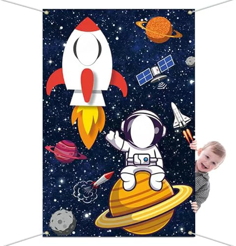 Weltraum Geburtstag Foto Requisite Banner - Ein lustiges und unterhaltsames Spiel für Geburtstagsfeiern junger Leute, mit Weltraum Deko und Schnitzeljagd Spiel Elementen