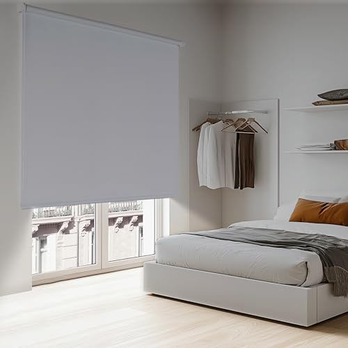 Store Enrouleur occultant pour fenêtres et Portes Rideau Opaque Isolant Thermique Blackout Installation Facile au Mur ou au Plafond STORESDECO Blanc 180x180 cm Largeur Tissu 176,5 cm
