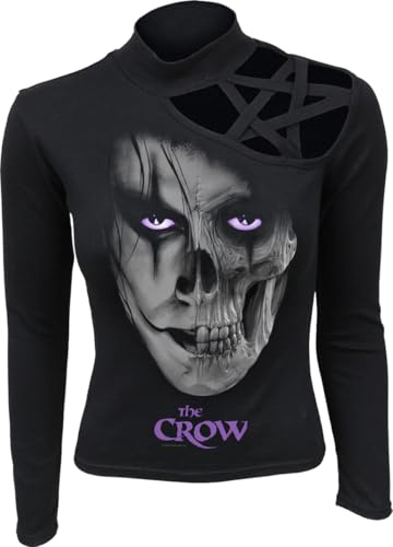 Spiral The Crow - Skull Face - Pentagram Shoulder Longsleeve Top