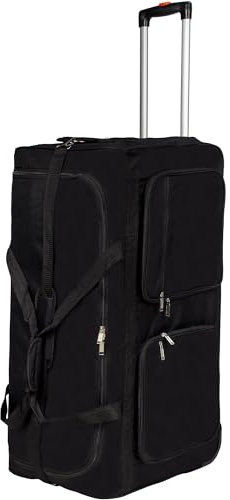 Reisetasche mit 3 Rollen Trolley XL Sporttasche Rollkoffer - 115 Liter - Schwarz