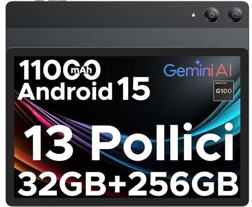 DOOGEE Tab E3 Pro Tablet 13 Pulgadas, 32GB+256GB/2TB Tablet 4G Dual SIM, 11000mAh Helio G100 Gaming Tablets Android 15 Octa Core, Gemini AI/5G WiFi/13MP+8MP/GPS/OTG/Face ID/4 Altavoces Tableta Grande