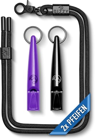 GIZZY® 2X Hundepfeife lauter & weitreichender Pfeifton I 2X Hundepfeifen ideal als Erziehungshilfen für Hunde I Zum Hundetraining u. als Hundepfeife Rückruf geeignet I Inkl. wertigem Band (lila)