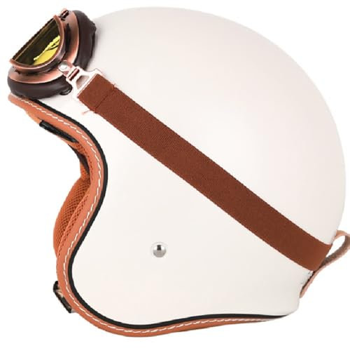 WZGGTEAM JetHelm mit Sonnenbrille, Retro Motorrad Halbschalenhelm DOT/ECE-Zulassung, Retro Helm Design, Ideal als Rollerhelm für Herren und Damen, Leichter Motorradhelm