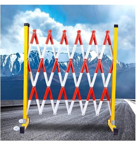 asdchZen 3,9/4,9 Fuß hohes, einziehbares Einfahrtstor, ausfahrbarer temporärer Zaun aus Metall, mobiles Absperrsystem für Wartungs- und Bauarbeiten und VerkehrskontrolleRed-H150cm+L800cm
