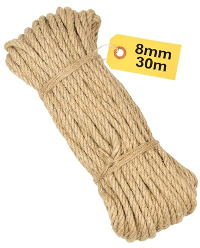 Corde Sisal Naturelle 30M x 8MM - Corde Arbre à Chat Résistante pour Réparation, Griffoir, DIY, Jardin, Décoration