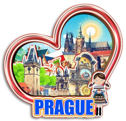 Quwsne Kühlschrankmagnet Prag Tschechischer Kühlschrankmagnet Stadt Reise Souvenirs Touristengeschenke 3D klassische Sehenswürdigkeiten handgefertigt Handwerk Heimdekoration -3906