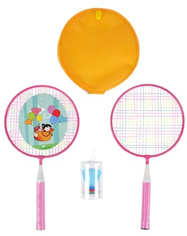 Pegciuho Set di Racchette da Badminton per Bambini, Giocattolo Sportivo con Borsa Portaoggetti, Racchette da Badminton per Bambini, per Prato, Interni Ed Ester, Rosa