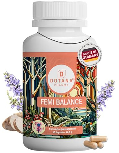 Femi Balance - Hormonelle Balance Frauen | Yamwurzel & Mönchspfeffer Kapseln | Vegan 90 Kapseln gegen PMS Wechseljahre - Made in Germany