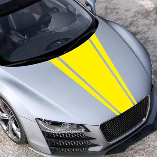 Randiga bilhuvdekaler auto racing ränder klistermärke vinylgrafik dekorativ dekal för bilar/lastbilar/SUV:er (gul)