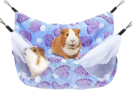 ZYEKIU Amaca Piccola per Animali, 34x34cm Amaca da Appendere per Piccoli Animali, Nido D'altalena Doppio Strato Amacas Piccola Gabbia per Furetto Scoiattolo Criceto (Viola)
