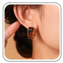 Yheakne Vintage Harz Bernstein Reifen Ohrringe Gold Offen Braun Reifen Ohrringe Klobig Acryl C Form Ohrring Emaille Weiten Kreis Ohrring Schmuck Für Frauen