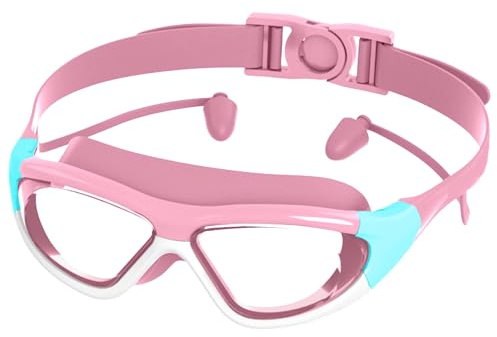 Birtern Occhialini da nuoto per bambini | Occhialini da nuoto per ragazzi con tappi per le orecchie, antiscivolo, anti-UV, anti-appannamento, a prova di perdite, aderenti, impermeabili, per bambini