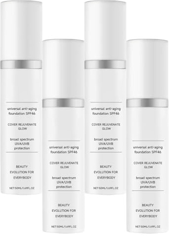 Antiedad Tinted Hidratante SPF46, base líquida hidratante ligera con opacidad construible, maquillaje brillante de amplio espectro protección UVA/UVB para un suave (4 unidades)