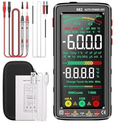 681/682/683 Pro 6000 Count Multimetro digitale ricaricabile Tester di tensione senza contatto Misuratore di corrente Strumento di misurazione elettrica(682 black)