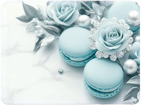 Tapis de Souris Macarons 340 x 280 x 3mm, Petit Compact Surface Lisse en Microfibre Tapis Souris Base en Caoutchouc Anti-Dérapant, Silencieux Rapide pour Gaming, Travail, Home Office (Fleur), Model88
