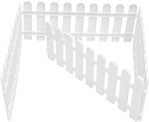 MOBUTOFU 4 Stück Kunststoff Gartenzaun Weiß 50cm Lang 20cm Hoch Verstärkte Raseneinfassung Wetterfester Zierzaun für Garten Hof und Beete