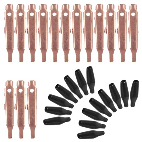 SOIMISS Set 20 Morsetti a Coccodrillo in Rame Massiccio con Guaina Isolante Nera, Morsetti Piatti per Test Elettrici Auto e Cablaggio, Clip Compatte per Saldatura e Laboratorio