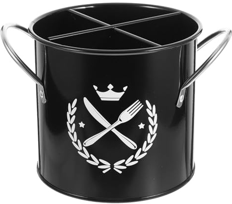 TOYANDONA Recipiente Porta Utensilios de Cocina Vintage Negro, Cesta Multifuncional para Cubiertos y Herramientas de Hornear, Organizador de Encimera, Almacenaje Práctico para Hogar y Chef