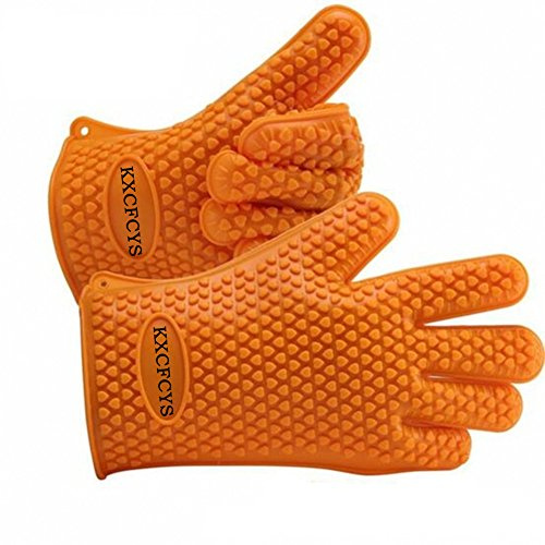 Kxcfcys® 1 paire de gants de cuisine en silicone résistant à la chaleur pour barbecue grill et four