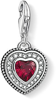Thomas Sabo Damen Charm-Anhänger Herz mit rotem Stein 925 Sterling Silber 1478-640-10