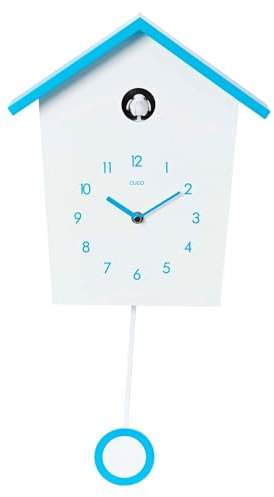 Cuco Clock orologio a cuců LANDHAUS, 46,5 × 27 × 7,8cm, pendolo da parete moderno della Foresta Nera con funzione notturna, canto di uccelli