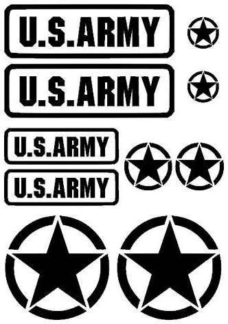 generisch US Army USA Star Aufkleber Set Military Sticker Set XL oder m (91/20) (schwarz matt, XL)