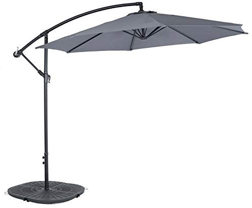 Azuma 3M Garden Parasol Banana Style Grey Cantilever Sun Shade 8 Panel Offset Patio Umbrella Bistro Style Canopy With UV50 Protection For Summer Outdoor Dining Air Vent Cross Base