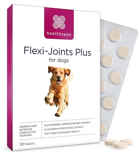 VetVits Flexi-Joints Plus For Dogs (120 Tablets) | 500mg Pure Glucosamine HCI Providing 40% More Glucosamine Than The Standard 2KCI Form | With Chondroitin | Beef Flavour