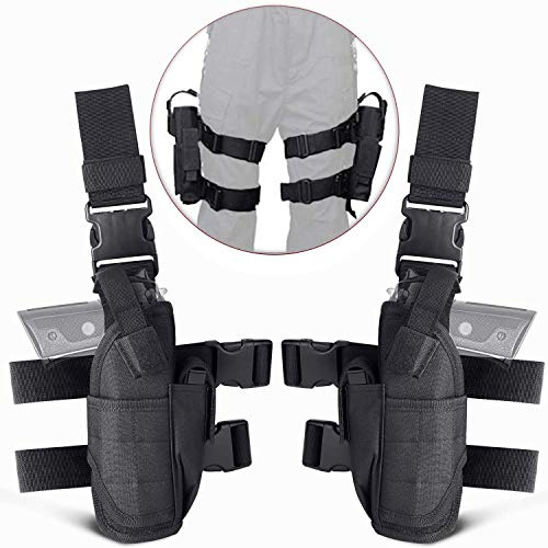 UniqueFire Etui Holster De Cuisse Réglable Jambe Droite Unisex-Adult pour Armée Tactique Airsoft, pour activités en extérieur, Portage d'outils, Cosplay (Noir)