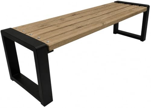 Primario Grande Gartenbank Holz ohne Rückenlehne, 150 cm - Eiche | Massives Fichtenholz & pulverbeschichteter Stahl, bis 500 kg, wetterfest, Sitzbank für Garten, Terrasse & Park, Grande