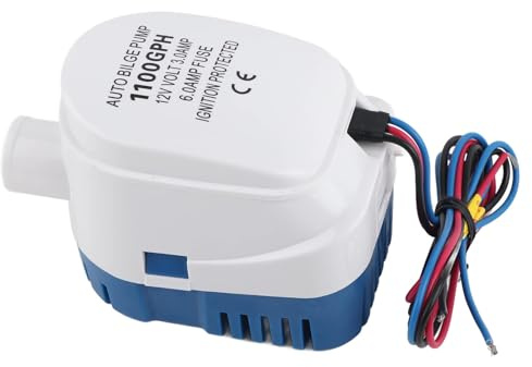 Bomba Achique Barco 12V, Marine Bombas de Achique Bomba e Achique Automatica 1100GPH Bomba de Agua Auto Sumergible para Barcos, Estanques, Piscinas