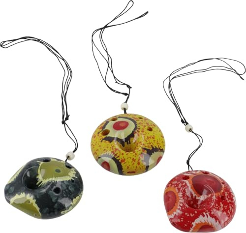 GURU SHOP Musikinstrument aus Ton, Handgearbeitete Flöte - Okarina Mehrfarbig, 3x8x8 cm