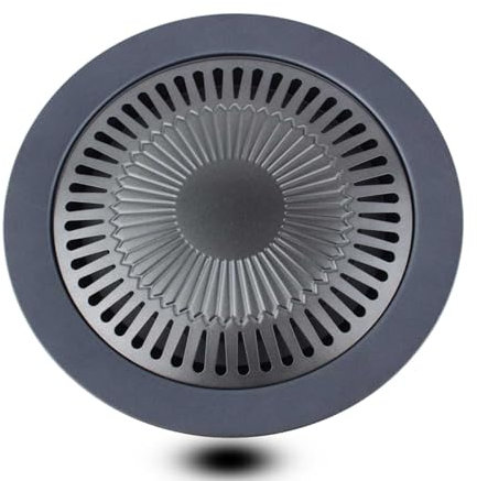 Griglia per Fornello a Gas Portatile,Barbecue Grill Rotondo,Griglia Tonda,Piastra per Barbecue,Piastra in Ghisa Bistecchiera Barbecue Bistecchiera Antiaderente in Ferro e Lega,31,5 cm
