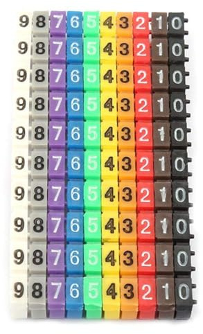 Etiquetas Numeradas para Cables con Clip 100PCS Colores Vivos Numeración 0-9 Identificación Segura Eléctrica Industrial Marcado Sencillo