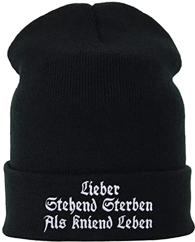 Stickad mössa: Käre stående död som knä liv rocker streetwear vintermössa biker ullmössa/huva män/kvinnor/tonåringar unisex rullmössa/arbetsmössa svart lång beanie mössa en storlek
