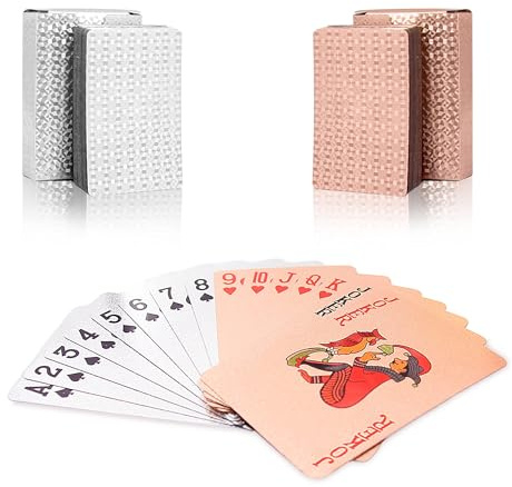 SWINILAYA 2 Deck Spielkarten - Silver Rose Wasserfest Pokerkarten, Playing Cards 54 Blatt for Texas Hold'em, Blackjack, Euchre, Canasta Karten, Romme, Baccarat