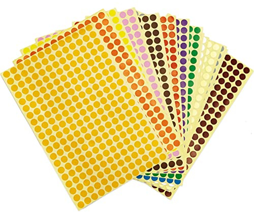 20 Blätter 5200pcs Runde Punkt-Aufkleber, Klebepunkte Bunt, Bunt Etiketten Markierungspunkte, Klebrige Farbkodierung-Aufkleber, Kleine Runde Dot Aufkleber, Stickers für Kalender Basteln Papier,